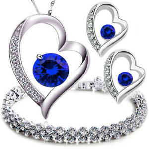 【送料無料】アクセサリー　ネックレスジュエリーシルバーブレスレットハートネックレスイヤリングイヤリングハートcorazn joyas cadena cadena de corazn azul plata pulsera aretes pendientes collar