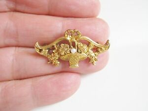 【送料無料】アクセサリー　ネックレスブローチアールヌーボーバスケットゴールドブローチancienne broche pl or fix 19eme art nouveau old flower basket gold pl brooch