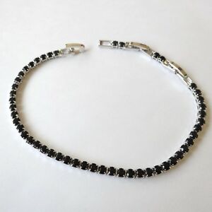 【送料無料】アクセサリー ネックレステニスアルジェントbracciale tennis uomo donna colore argento zirconi neri 18 20 22 cm 239 u