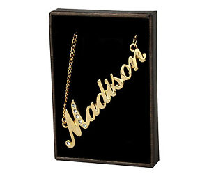 アクセサリー　ネックレスネームネックレスマディソンゴールドパーソナライズcollar de nombre madison chapado en oro 18ctnavidadregalos de boda personalizado