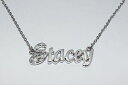 アクセサリー　ネックレスホワイトゴールドメッキネックレスステイシーネームプレートstacey en oro blanco platinado collar con nombreelegante placa de nombre de boda