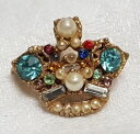 【送料無料】アクセサリー ネックレスブローチクラウンドールancien bijou broche couronne crown cristaux perles en verre mtal dor a