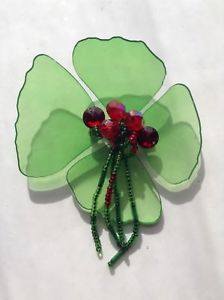 【送料無料】アクセサリー　ネックレスデザイナーアカウントpretty mano hecha a mano grande verde flor con cuentas 3 brochebrighton diseador