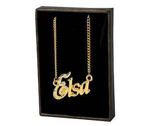 【送料無料】アクセサリー　ネックレスエルザネックレスkゴールドメッキガールフレンドバレンタインメイドcollar de nombre elsa 18k chapado en oro novia da de san valentn boda dama de honor
