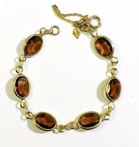 【送料無料】アクセサリー　ネックレスブレスレットビンテージシリトンサラbracelet bijou vintage couleur or cristaux citrine sign sarah cov scurit 2618