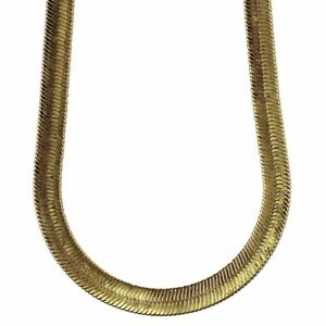 【送料無料】アクセサリー　ネックレスヘリングボーンチェーンネックレスkゴールドロングインチherringbone cadena collar chapado en oro 14k 11mm x 24 pulgadas de largoalta calidad