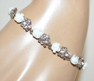 アクセサリー　ネックレスブレスレットブレスレットブレスレットpulsera mujer blanco cristales brazalete plata pulseira white bracelet bb2