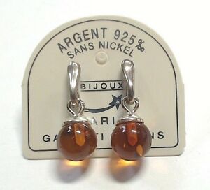 【送料無料】アクセサリー ネックレスアルジェントパールブールアンブルboucles doreilles argent 925 1000 perle boule ambre de la baltique