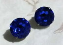 【送料無料】アクセサリー　ネックレスガラスビンテージイヤリングancienne boucles doreilles cristal bleu 16mm metal argente vintage earring t153