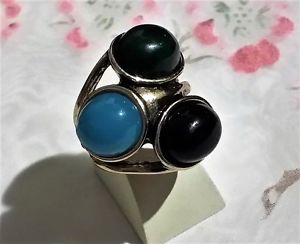 【送料無料】アクセサリー ネックレスカボションターコイズノワールドーレリングbague ancienne cabochon verre turquoise vert noir alliage dore vieilli ring t150