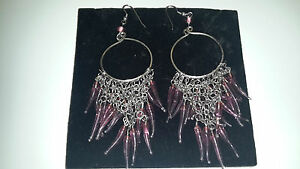 【送料無料】アクセサリー　ネックレスピコリピンクorecchini a pendente con cerchio e piccoli corni di vetro siato rosa tenue