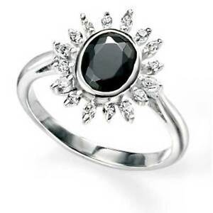 【送料無料】アクセサリー　ネックレスエレメントシルバーブラッククリアクラスタリングサイズelements silver negro y claro cz anillo de cluster oval, talla n, cz, r3319b(4)