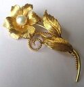 yzANZT[@lbNXu[`Be[Wp[ancienne broche bijou vintage fleur couleur or perle pingle pompe 466