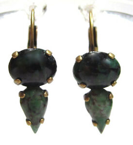 【送料無料】アクセサリー　ネックレスイヤリングガラスグリーンヒスイビンテージガラスドロップsoho ohrhnger aretes gotas vidrio vintage jade verde 1960s donado vidrio