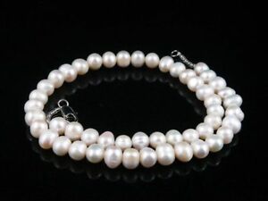 ̵ۥ꡼ͥå쥹եå奦ѡۥ磻ȥagua dulce blanco perla 17 ladys collar talla 89mm perla nuevo