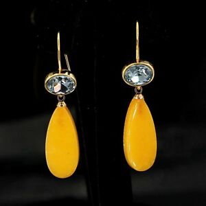 【送料無料】アクセサリー　ネックレス　プレートboucle doreilles crochet dor verre jaune agate goutte plate pendante retro qd3