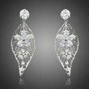 【送料無料】アクセサリー ネックレス ホワイトクリアジルコンメッキゴールドドロップイヤリングリーフデザインgenuine chiaro zircone bianco oro placcato goccia dangle orecchini donna foglia design