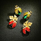 【送料無料】アクセサリー　ネックレス　イヤリングエナメルエメラルドグリーンバロックorecchini 2 coccinella insetto smalto rosso verde smeraldo barocco xx29