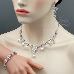 placcato oro bianco perla zircone cubico collana braccialetto orecchiniパールホワイトキュービックジルコンネックレスブレスレットイヤリング※注意※NYからの配送になりますので2週間前後お時間をいただきます。人気の商品は在庫が無い場合がございます。ご了承くださいませ。サイズの種類の商品は購入時の備考欄にご希望のサイズをご記載ください。　携帯メールでの登録ですと楽天からのメールが届かない場合がございます。