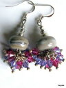 【送料無料】アクセサリー ネックレス バイオレットファイルboucles d´oreilles violet fuschia en verre artisanal fil au chalumeau et perles