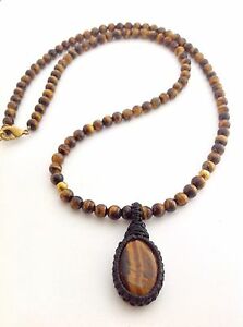 【送料無料】アクセサリー　ネックレス　マラヨガビーズペンダントuomo naturale di tigre eye gemstone mala 108 perline yoga ciondolo