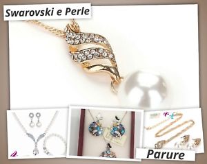 【送料無料】アクセサリー　ネックレス　ネックレスペンダントイヤリングカフスワロフスキーセットアイデアparure set collana pendente orecchini bracciale donna swarovski idea regalo