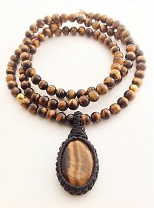 【送料無料】アクセサリー　ネックレス　マラヨガビーズペンダントuomo naturale di tigre eye gemstone mala 108 perline yoga ciondolo