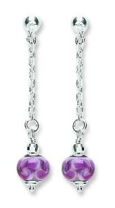 【送料無料】アクセサリー ネックレス スターリングラウンドシルバーピンクムラノガラスイヤリングargento sterling rosa vetro di murano orecchini pendenti tondi, hanron, ser194