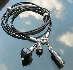 【送料無料】アクセサリー　ネックレス　スターリングシルバーバックルヘマタイトレザーコードブレスレットvera pelle nera cord bracelet with sterling silver termina e fibbia ematite