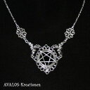 アクセサリー　ネックレス　アンティークシルバーゴシックpentacolo collier, argento antico, gothic, drudenfuss, magia, misticismo