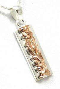 【送料無料】アクセサリー　ネックレス　ダークピンクシルバーハワイアンプルメリアスライド9mm 6mm rosa scuro argento 925 hawaiano plumeria scorrere in rilievo verticale