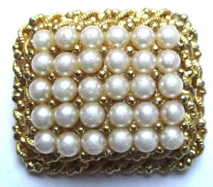 【送料無料】アクセサリー　ネックレス　ビンテージブランシュrare broche ancien bijou vintage couleur or grav relief pav perle blanche 126