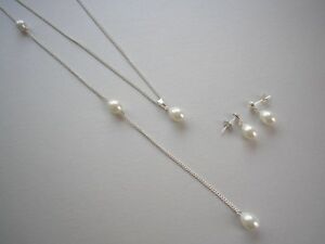 アクセサリー　ネックレス　ネックレスドロップイヤリングsfondo collana e orecchini set a goccia perle nuziale damigella v7