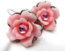 アクセサリー　ネックレス　バラboucles doreilles dormeuses romantique argent roses anciennes rose poudr 50s