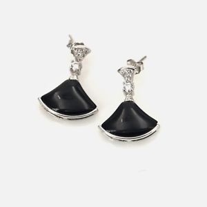 ̵ۥ꡼ͥå쥹른ȥޥåեեΥboucles doreilles clous argent massif 925 fan jupe agate noir cz incrust cy4