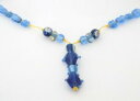 【送料無料】アクセサリー　ネックレス　コリアーcollier sautoir perles verre bleues et cordon jaune en y