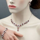 【送料無料】アクセサリー ネックレス ホワイトゴールドルビーキュービックジルコンネックレスブレスレットイヤリングoro bianco placcato oro rubino zircone cubico collana braccialetto orecchini