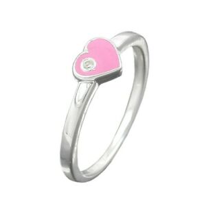 アクセサリー　ネックレス　ピンクハートリングシルバーリングカットanello per bambini cuore rosa amp; zirconi bianco,argento 925,taglia 46,anello