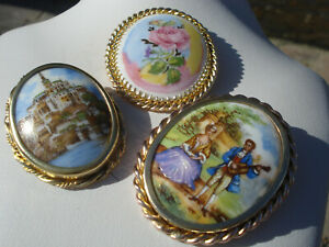 【送料無料】アクセサリー　ネックレス　ロットリモージュjoli lot de 3 broches ancienneslimoges