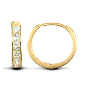 ̵ۥ꡼ͥå쥹ۥ磻ȥɥ饦ɥ󥰥åץ9ct oro bianco tondo cz eternity 2mm abbraccino orecchini a cerchio 11mm singolo o coppia