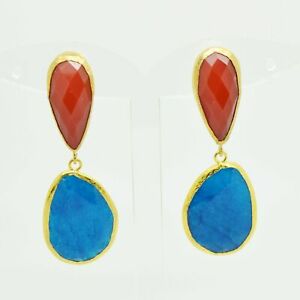 【送料無料】アクセサリー　ネックレス　ストーンイヤリングヒスイコーラルaylas placcato oro semi preziosi gem stone orecchini corallo giada