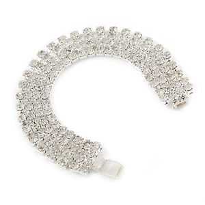 【送料無料】アクセサリー　ネックレス　シルバートーンクロージングタブオーストリアクリスタルブレスレットdichiarazione 4 riga cristallo austriaco bracciale con linguetta chiusura in tono argento