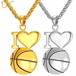 アクセサリー　ネックレス　バスケットボールハートネックレスゴールドスポーツクリスマスi love basket cuore collane oro sport natale regali per lui uomo lei donna