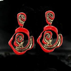 【送料無料】アクセサリー ネックレス メッキピンイヤリングピンクエナメルクラスorecchini a perno dorato grandi fiore rosa smalto rosso class matrimonio yw7
