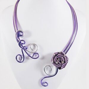 yzANZT[@lbNX@RA[A~oCIbgcollier 2 ma cration, aluminium violet, argent, fleur, strass bijoux fantaisie