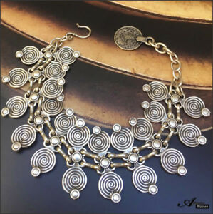 【送料無料】アクセサリー ネックレス ブレスレットモチーフエスニックシックスパイラルシルバーブレスレットbracelet tiki argent motif spirales ethnic chic spiral silver color bracelet