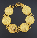 【送料無料】アクセサリー　ネックレス　コインゴールドブレスレットtugra monete oro bracciale 22 ayar altin kaplama osmanli bilezik taki amplia