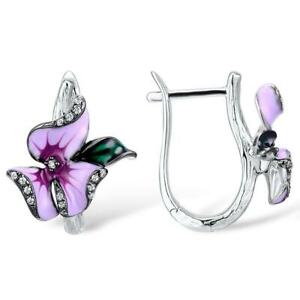 【送料無料】アクセサリー　ネックレス　スターリングシルバーイヤリングロボdreamy morning glory fiore argento sterling 925 orecchini a lobo s01