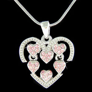 【送料無料】アクセサリー　ネックレス　ピンクスワロフスキークリスタルピンクファミリーバレンティーノネックレスrosa love cuore cristallo swarovski rosa famiglia 6 valentino collana nuovo