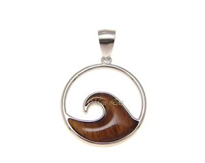 【送料無料】アクセサリー　ネックレス　スターリングシルバーハワイアンコアウッドボールペンダントargento sterling 925 hawaiano koa legno 235mm ocean ondulato ciondolo